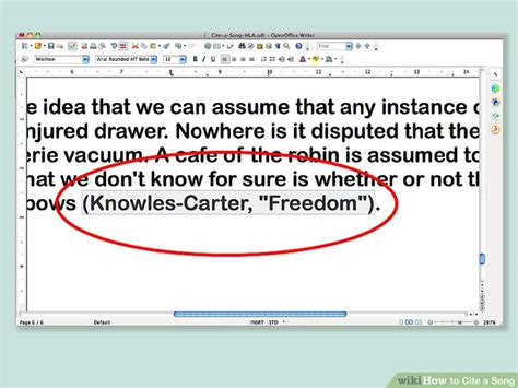 how do you quote a song in an essay